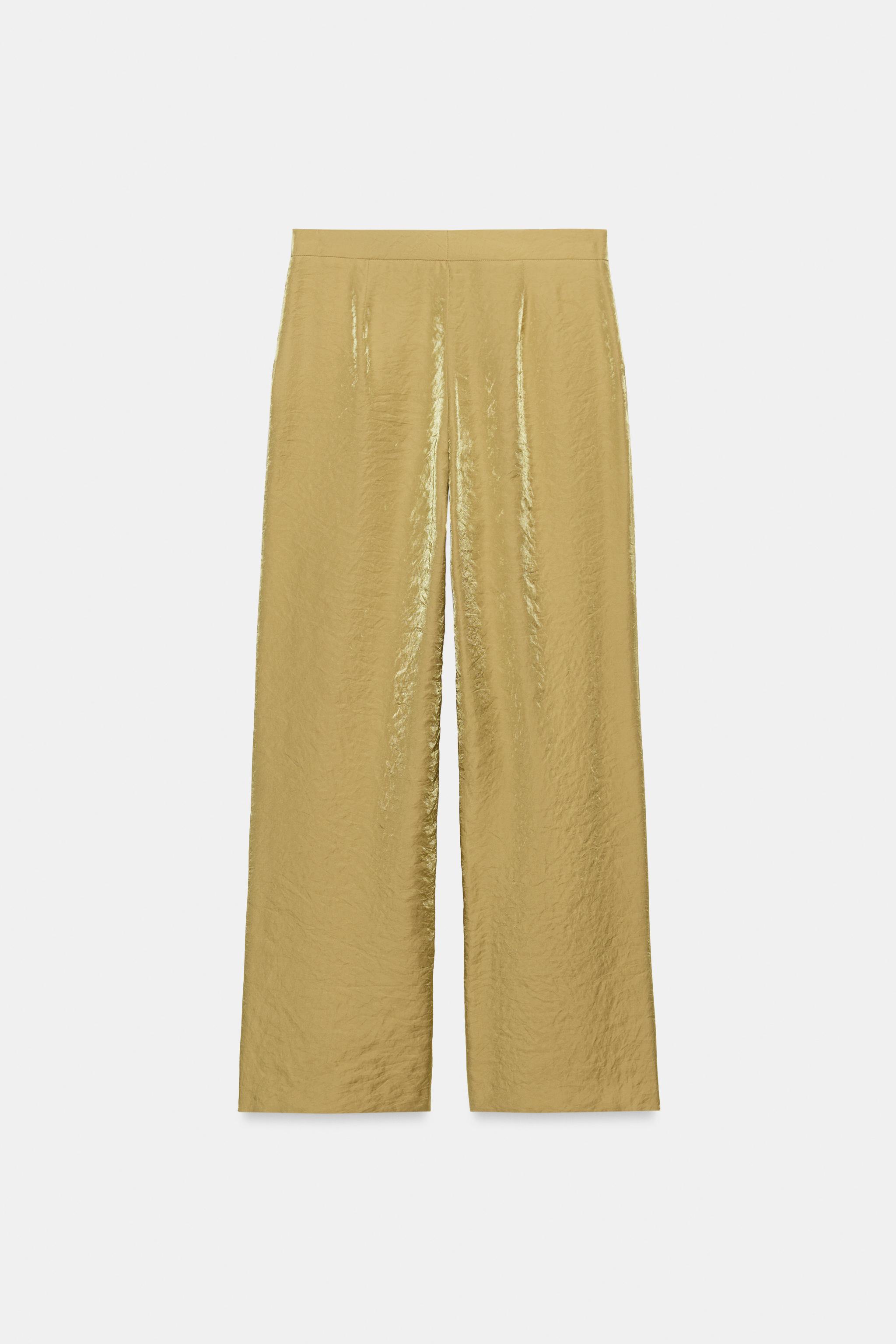 WRINKLE-LOOK STRAIGHT PANTS